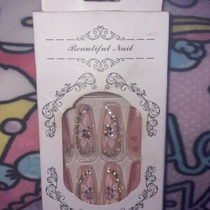 Glitter Pink French-tip Press-on Nails 24pcs